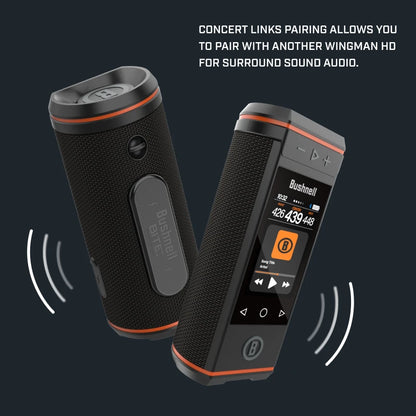 Bushnell Golf Wingman HD GPS Speaker with 3.5" Color Touchscreen, 360° Premium Audio, Visual & Audible Distances, Hazard & GreenView, Magnetic Cart Mount