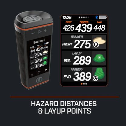 Bushnell Golf Wingman HD GPS Speaker with 3.5" Color Touchscreen, 360° Premium Audio, Visual & Audible Distances, Hazard & GreenView, Magnetic Cart Mount
