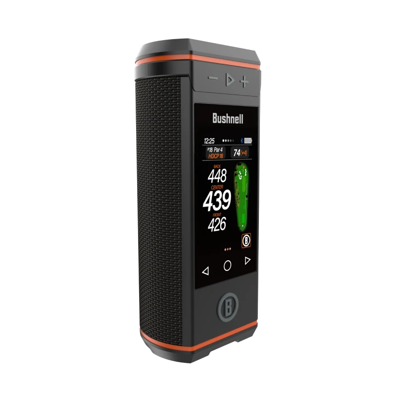 Bushnell Golf Wingman HD GPS Speaker with 3.5" Color Touchscreen, 360° Premium Audio, Visual & Audible Distances, Hazard & GreenView, Magnetic Cart Mount